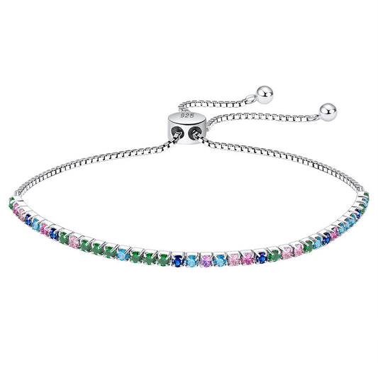 925 Sterling Silver 2mm Tennis Adjustable Bracelet