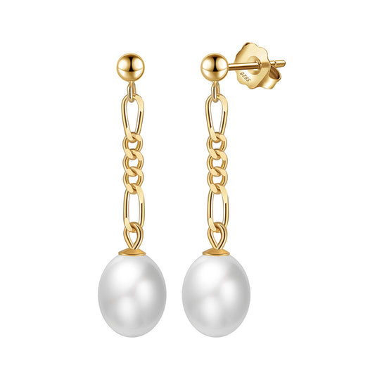 925 Sterling Silver Natural Pearl Earrings Fashion Jewelry Gift for Women Girl
