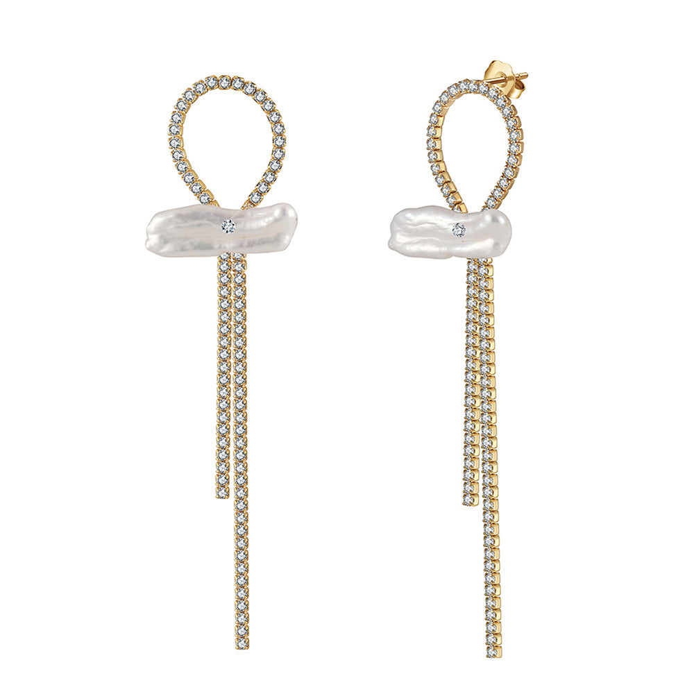925 Sterling Silver Natural Pearl Earrings Fashion Jewelry Gift for Women Girl