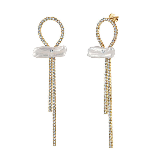925 Sterling Silver Natural Pearl Earrings Fashion Jewelry Gift for Women Girl