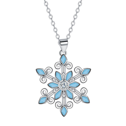 Copper With Silver Plated Snowflake Pendant Necklace