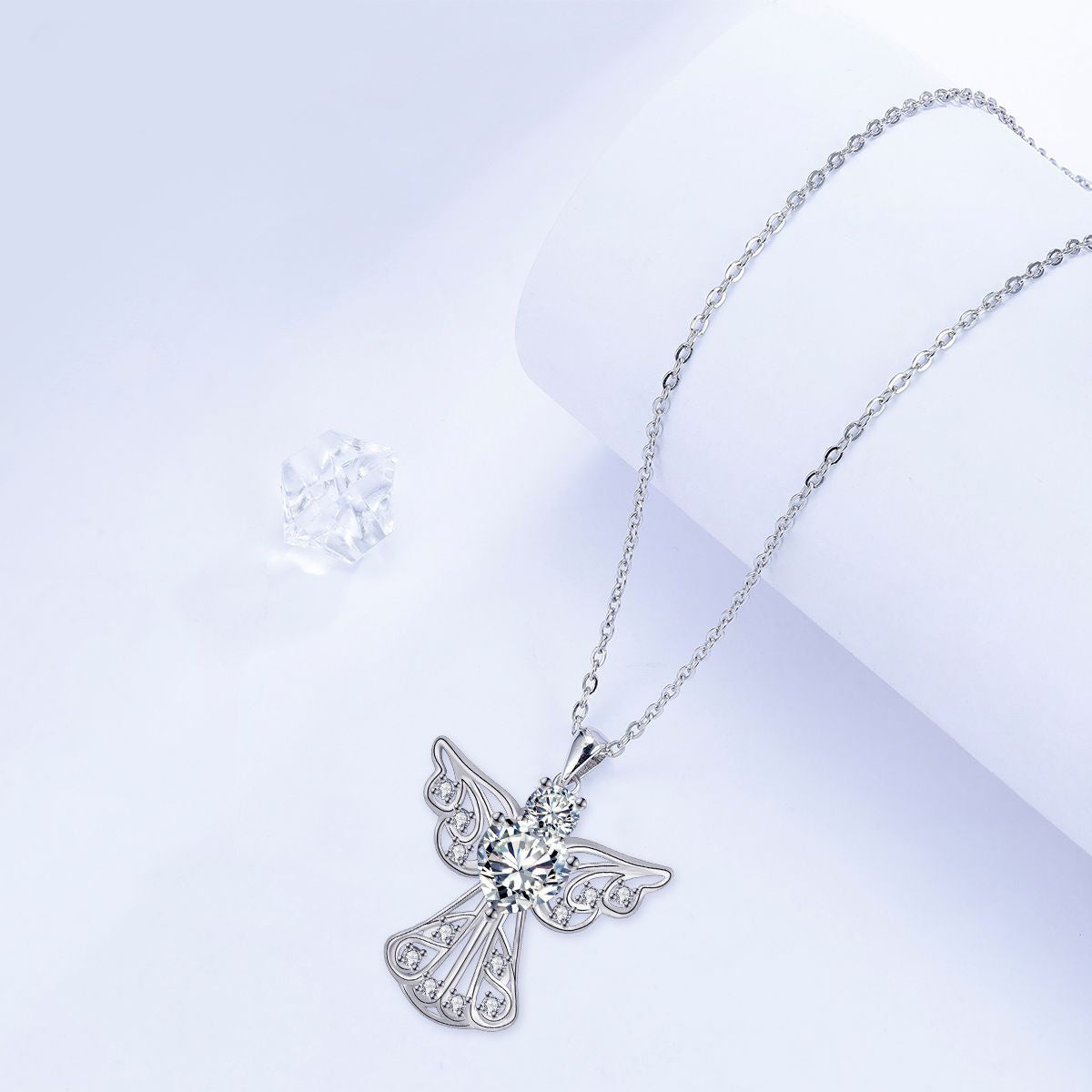 Copper With Silver Plated Angel Pendant Necklace for Women