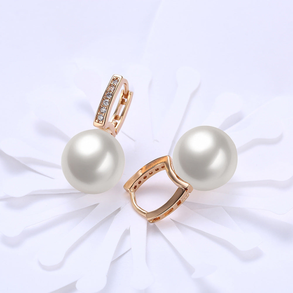 Brass With Plated Fashion Jewelry Pearl Earrings