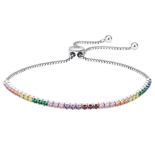 925 Sterling Silver 2mm Tennis Adjustable Bracelet