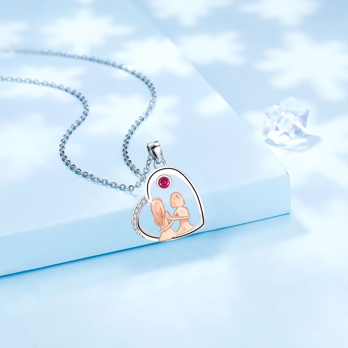 Copper With Silver/Rosegold Plated Heart Pendant Necklace