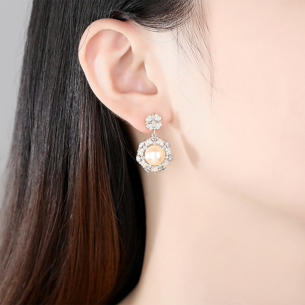 925 Sterling Silver Natural Pearl Drop Earrings Fashion Jewelry Gift for Women Girls