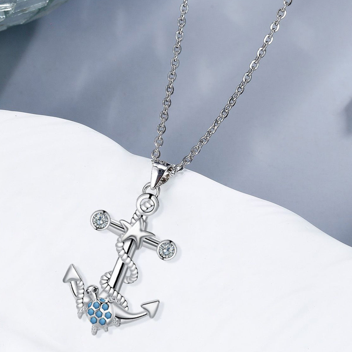 Copper With Silver Plated Anchor Pendant Necklace