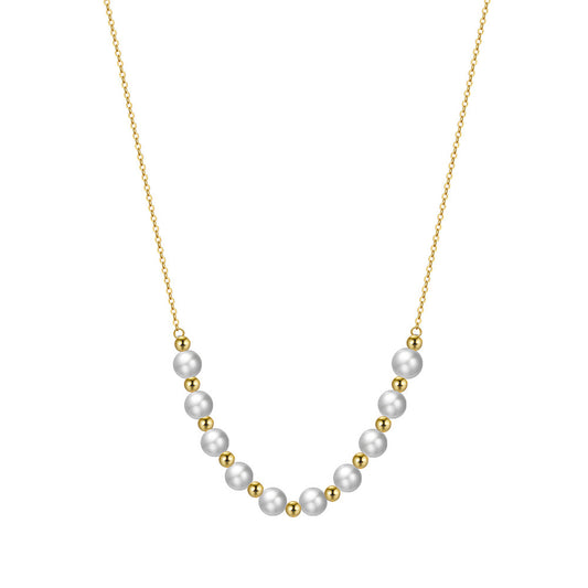 925 Sterling Silver Natural Pearl Necklace Fashion Jewelry Gift for Women Girls