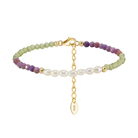 925 Sterling Silver Pearl Bracelet Fashion Jewelry Gift for Women Girls