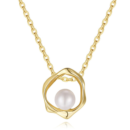 925 Sterling Silver Natural Pearl Necklace Fashion Jewelry Gift for Women Girls