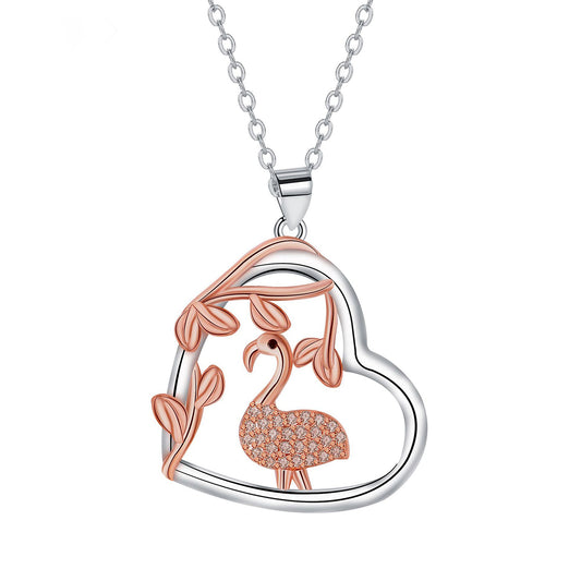 Copper With Silver/Rosegold Plated Heart Pendant Necklace