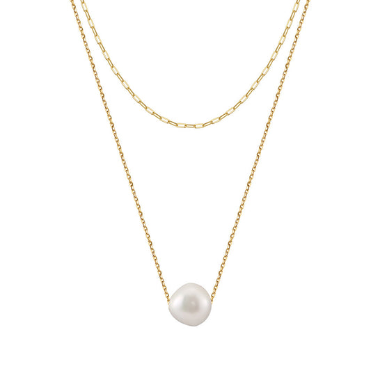 925 Sterling Silver Natural Pearl Necklace Fashion Jewelry Gift for Women Girls
