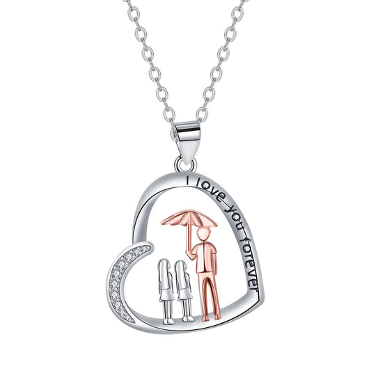 Copper With Silver/Rosegold Plated Heart Pendant Necklace