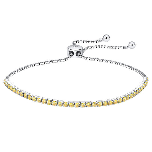 925 Sterling Silver 2mm Tennis Adjustable Bracelet