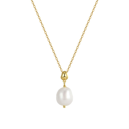 925 Sterling Silver Natural Pearl Necklace Fashion Jewelry Gift for Women Girls