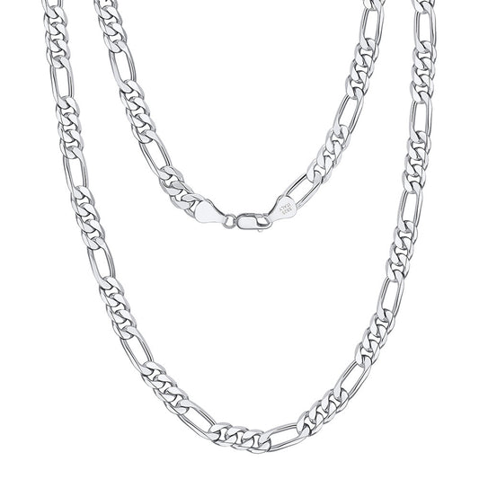 925 Sterling Silver Figaro Chain 1.7mm 3.3mm 4.0mm 5.0mm 6.5mm 7.1mm