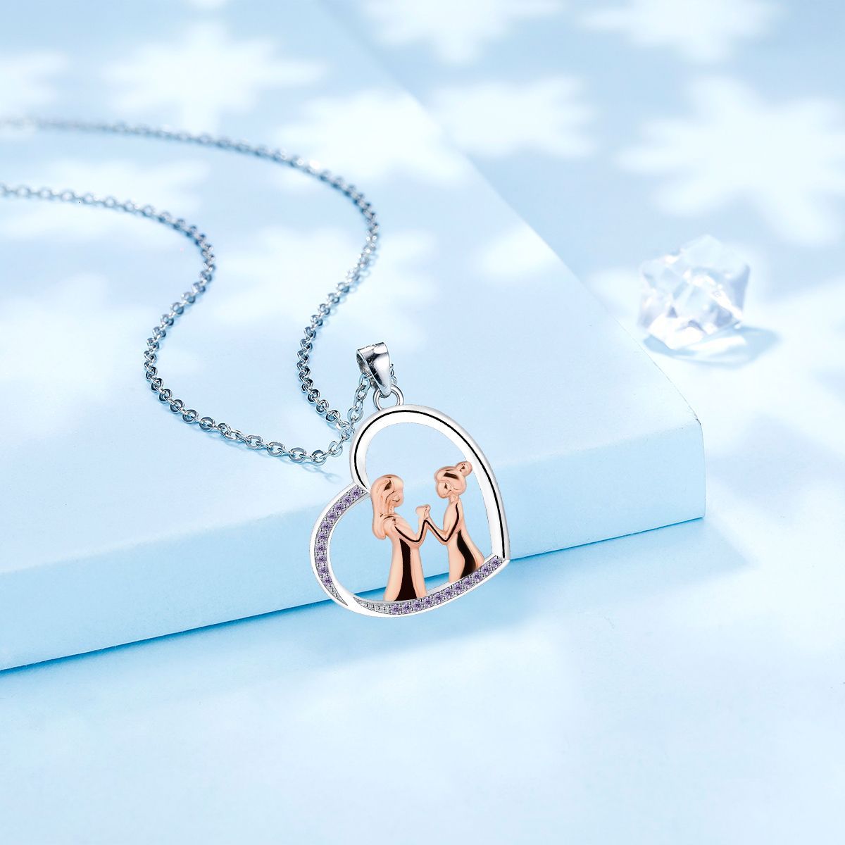 Copper With Silver/Rosegold Plated Heart Pendant Necklace