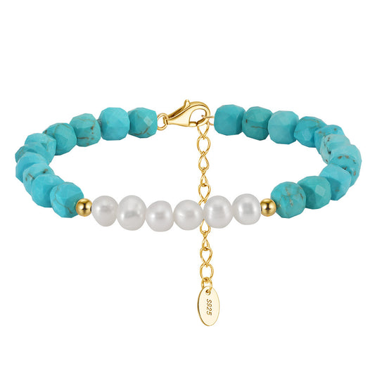 925 Sterling Silver Pearl Bracelet Fashion Jewelry Gift for Women Girls