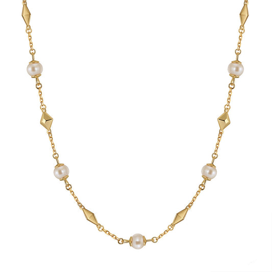 925 Sterling Silver Natural Pearl Necklace Fashion Jewelry Gift for Women Girls