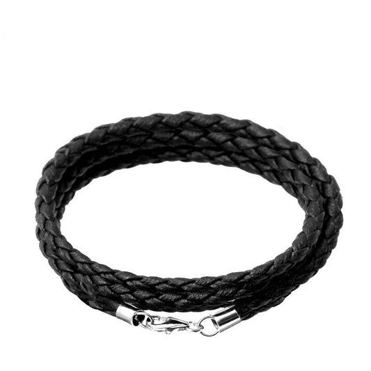 925 Sterling Silver PU Braided Necklace Chain 3mm For Jewelry DIY