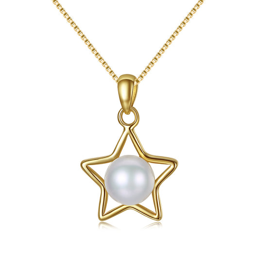 925 Sterling Silver Natural Pearl Drop Necklace Fashion Jewelry Gift for Women Girls