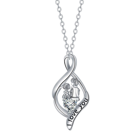Copper With Silver Plated Love Pendant Necklace