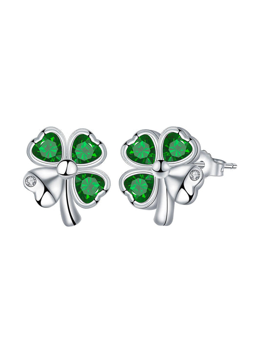 Four Leaf Clover Design Stud Earrings, Earrings for Women, Fashion Jewelry for Party, Daily Decor, Trendy All-match & Exquisite Jewelry for Birthday Gift