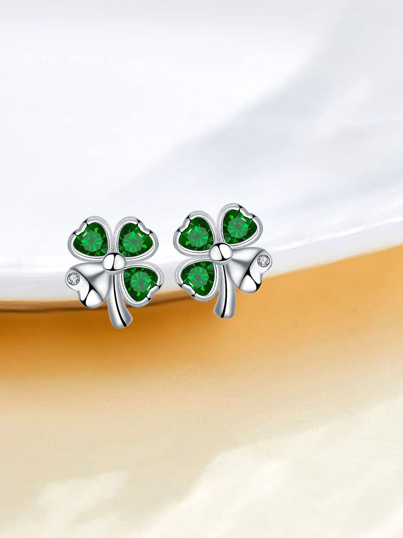 Four Leaf Clover Design Stud Earrings, Earrings for Women, Fashion Jewelry for Party, Daily Decor, Trendy All-match & Exquisite Jewelry for Birthday Gift