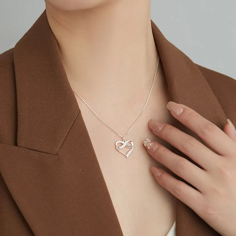 925 Sterling Silver Infinity Heart Necklace for Girls Women