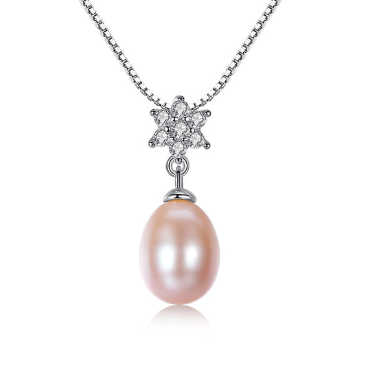 925 Sterling Silver Natural Pearl Drop Necklace Fashion Jewelry Gift for Women Girls