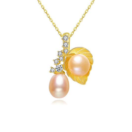 925 Sterling Silver Natural Pearl Drop Necklace Fashion Jewelry Gift for Women Girls