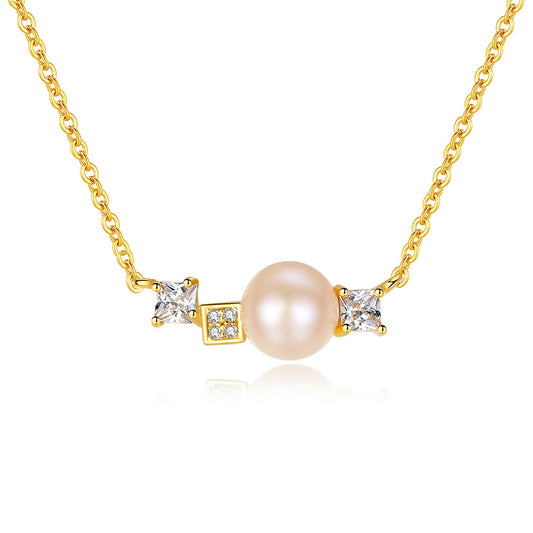 925 Sterling Silver Natural Pearl Drop Necklace Fashion Jewelry Gift for Women Girls