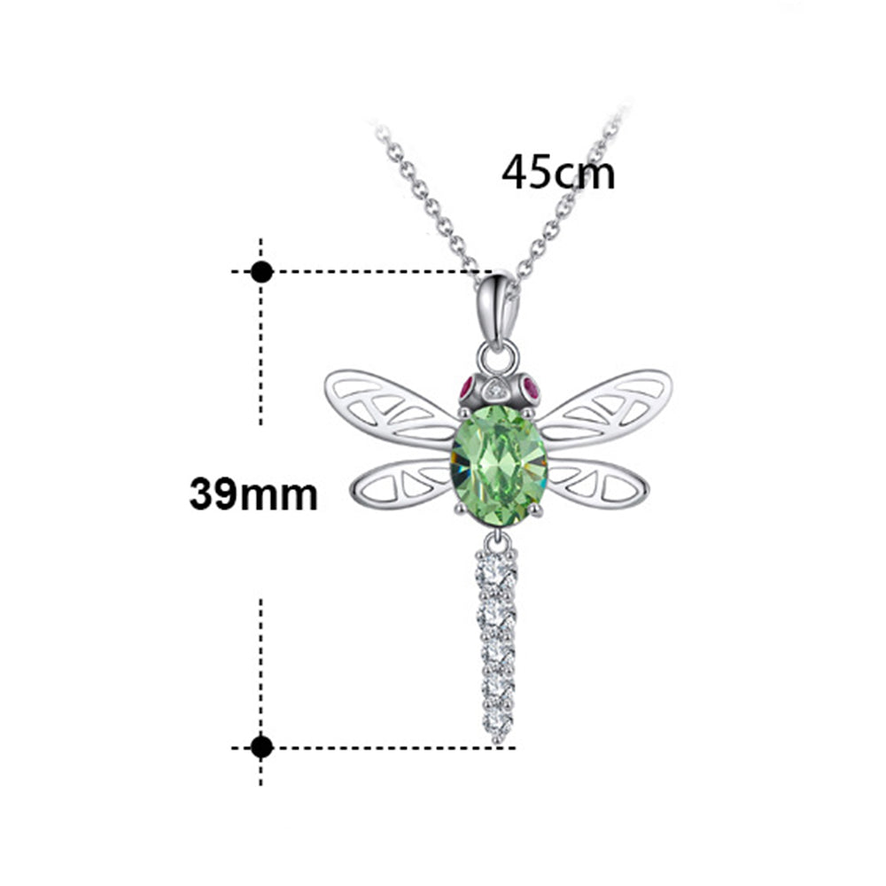 925 Sterling Silver Crystal Dragonfly Necklace