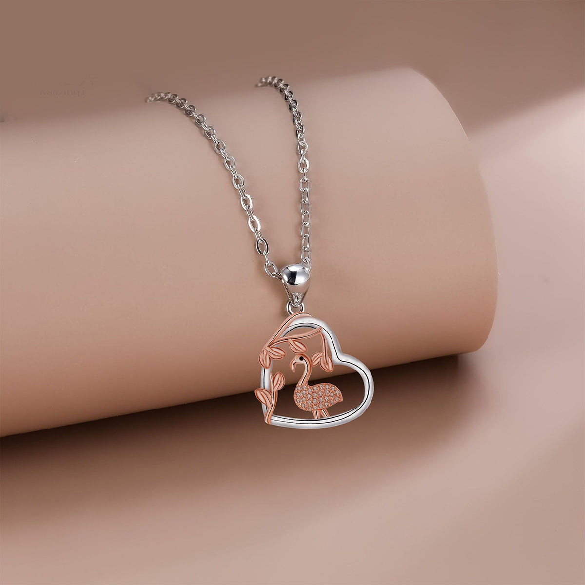 Copper With Silver/Rosegold Plated Heart Pendant Necklace