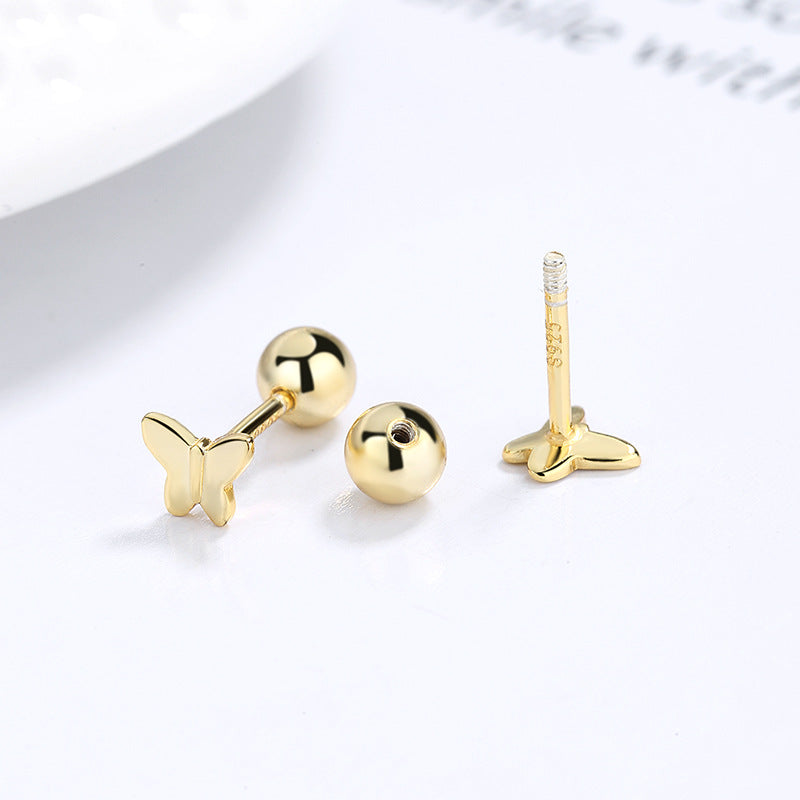 925 Sterling Silver Butterfly Screwed Earrings