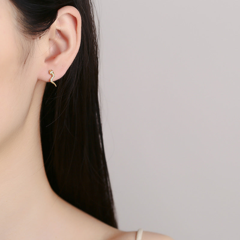 925 Sterling Silver Snake Screwed Earrings