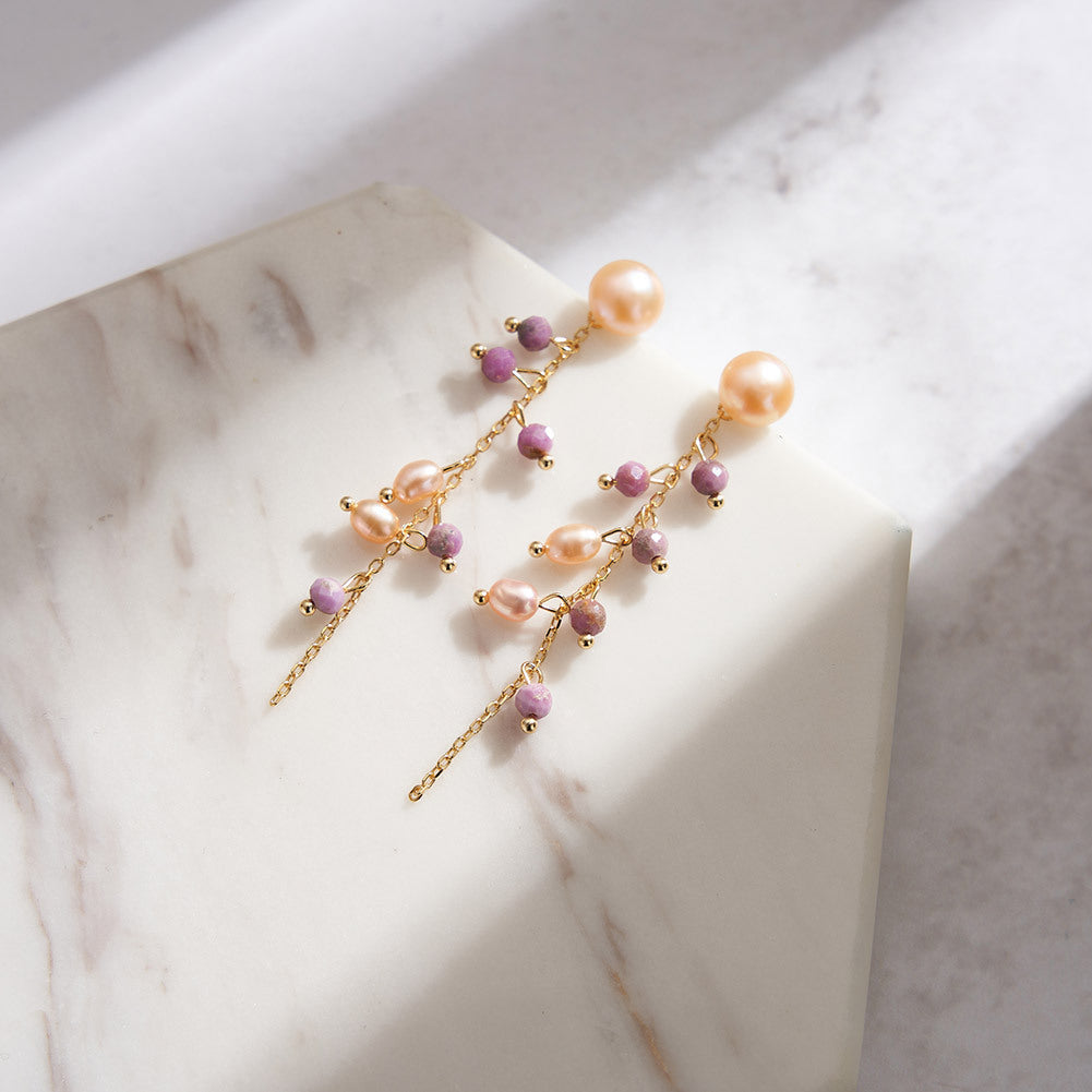 925 Sterling Silver Natural Pearl Earrings Fashion Jewelry Gift for Women Girl