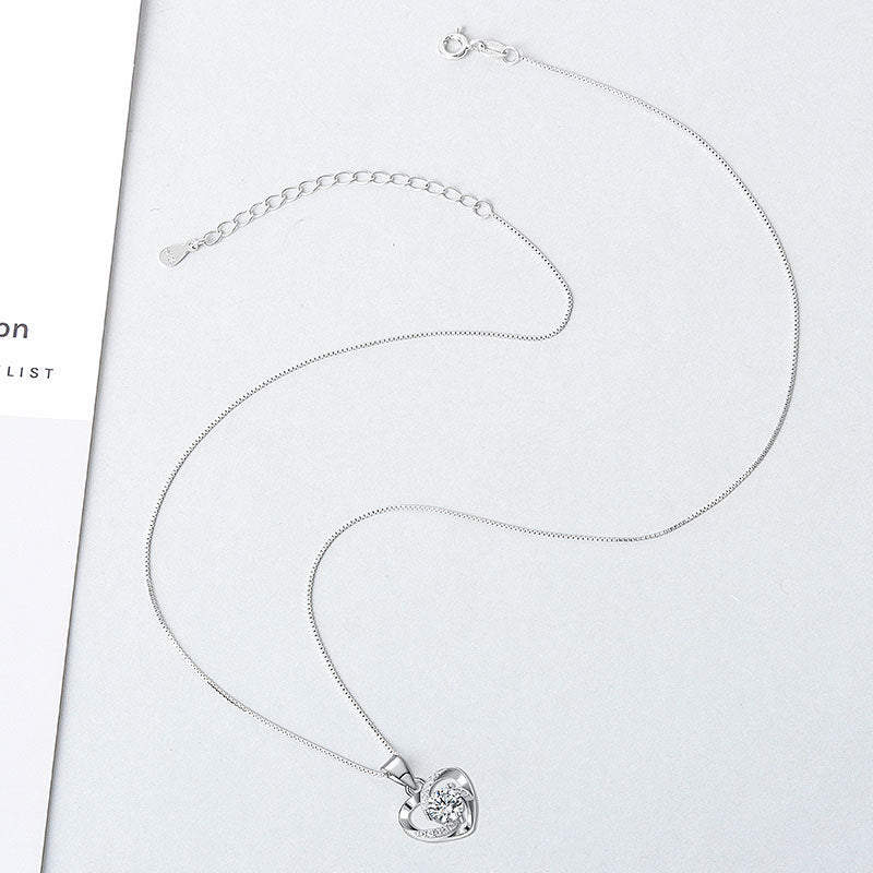925 Sterling Silver Fashion Zircon Heart Necklace