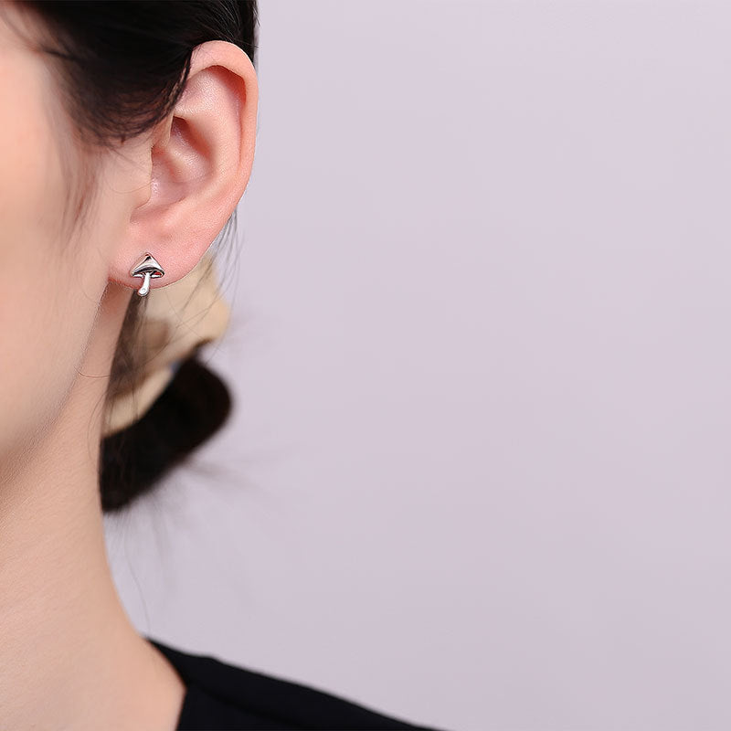 925 Sterling Silver Mushroom Screw Back Stud Earrings