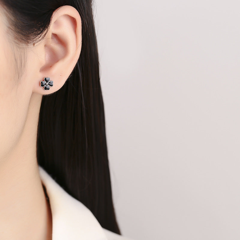 925 Sterling Silver Flower Screw Back Stud Earrings
