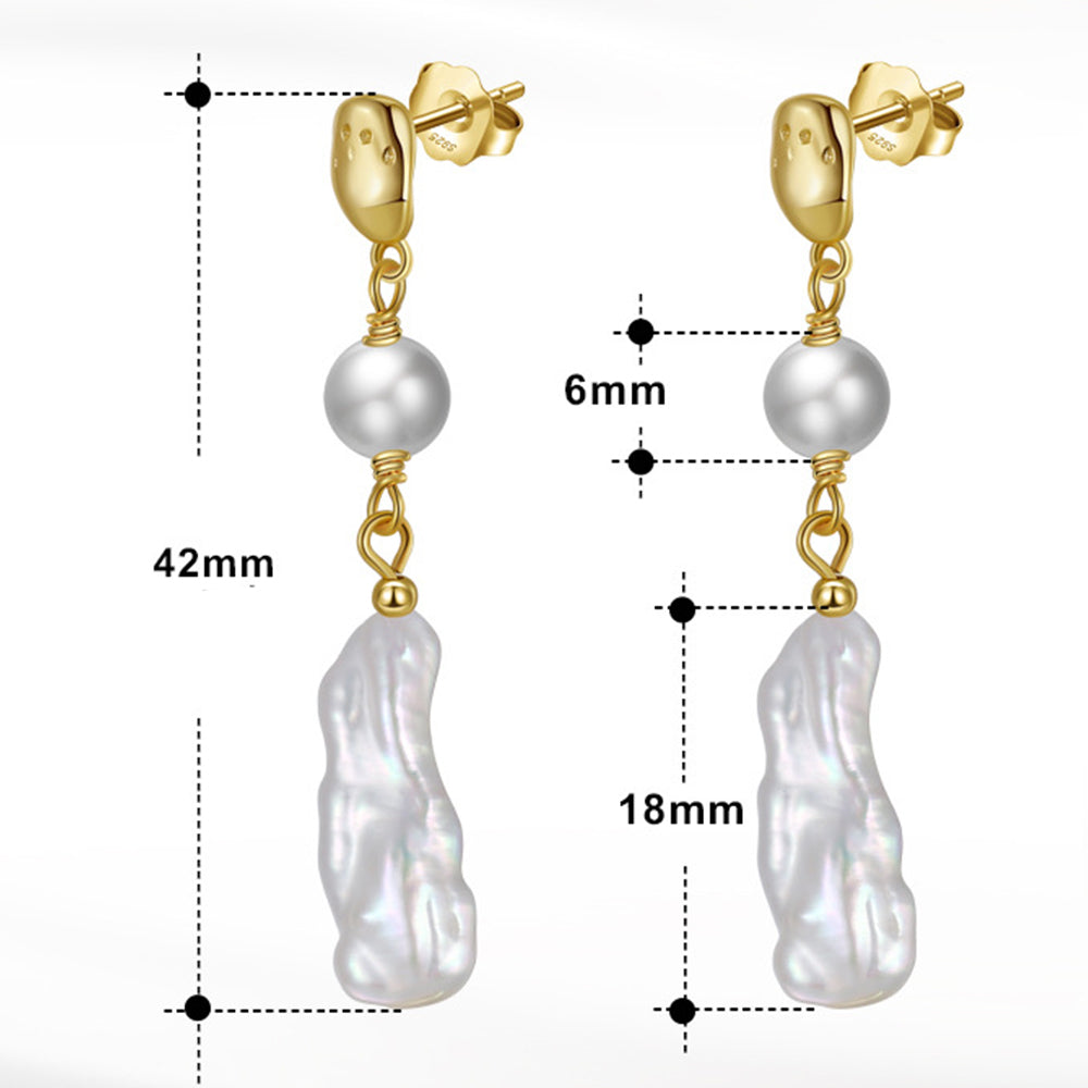 925 Sterling Silver Natural Pearl Earrings Fashion Jewelry Gift for Women Girl