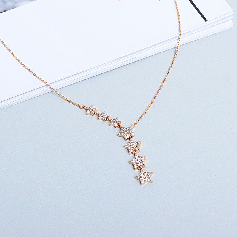 925 Sterling Silver Fashion Stars Necklace