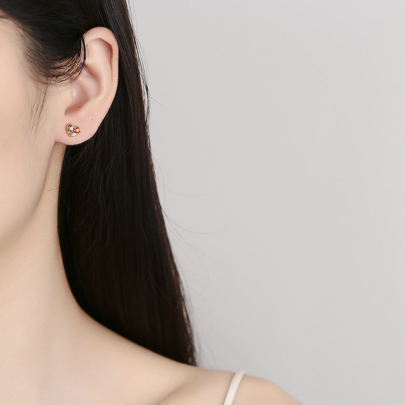 925 Sterling Silver Heart Screw Back Stud Earrings
