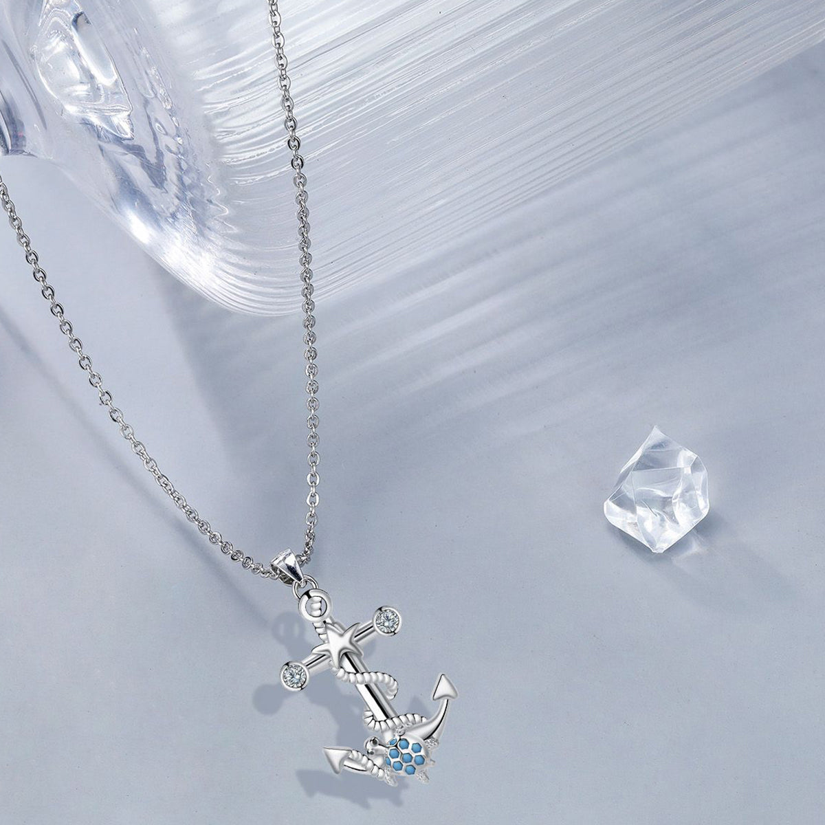 Copper With Silver Plated Anchor Pendant Necklace