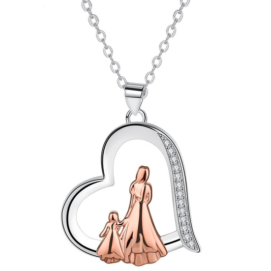 Copper With Silver/Rosegold Plated Heart Pendant Necklace for Women
