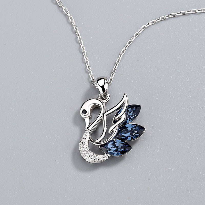 925 Sterling Silver Fashion Swan Pendant Necklace