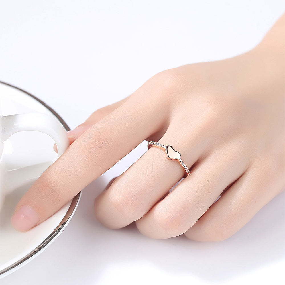 925 Sterling Silver Heart Ring Fashion Jewelry Gift for Women Girls