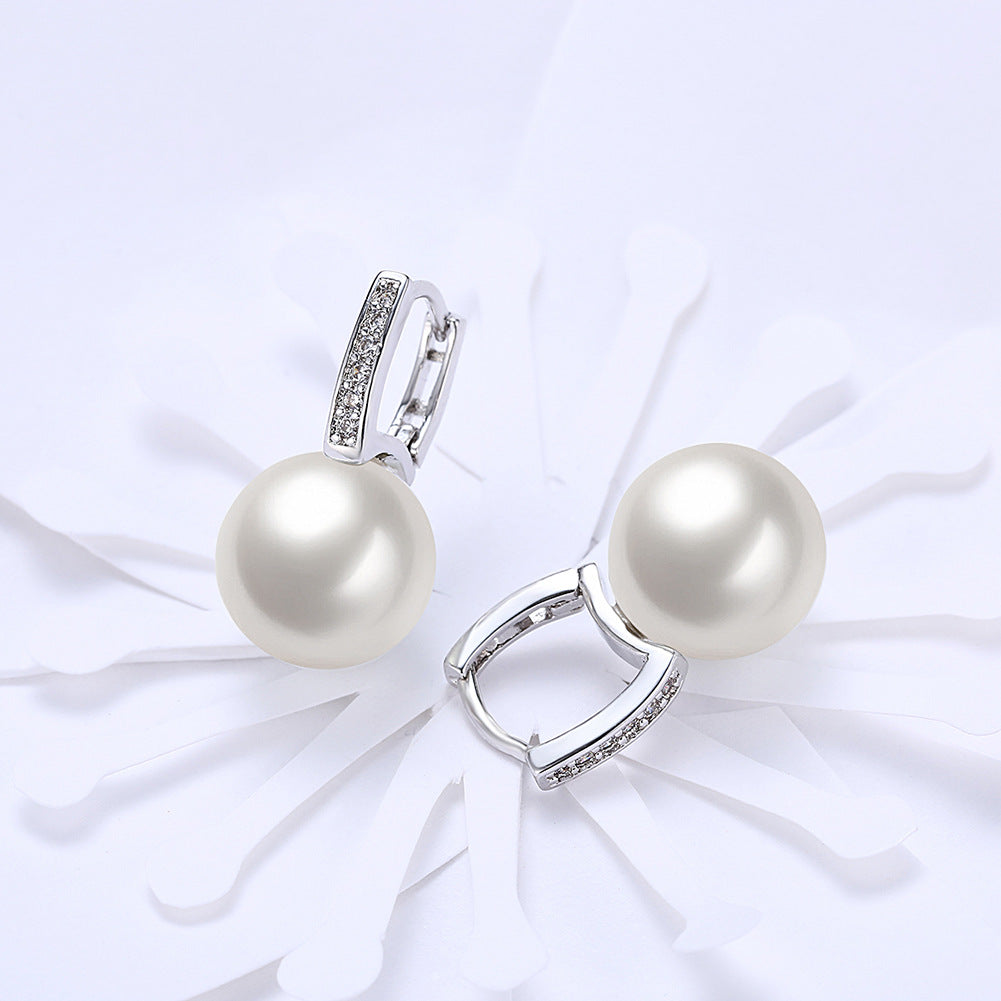 Brass With Plated Fashion Jewelry Pearl Earrings