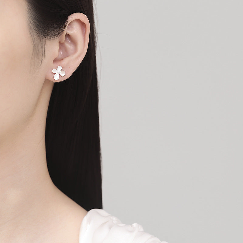925 Sterling Silver Flower Screw Back Stud Earrings