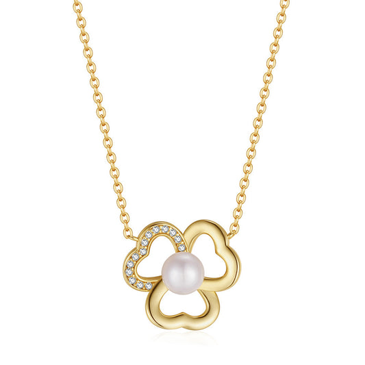 925 Sterling Silver Natural Pearl Necklace Fashion Jewelry Gift for Women Girls